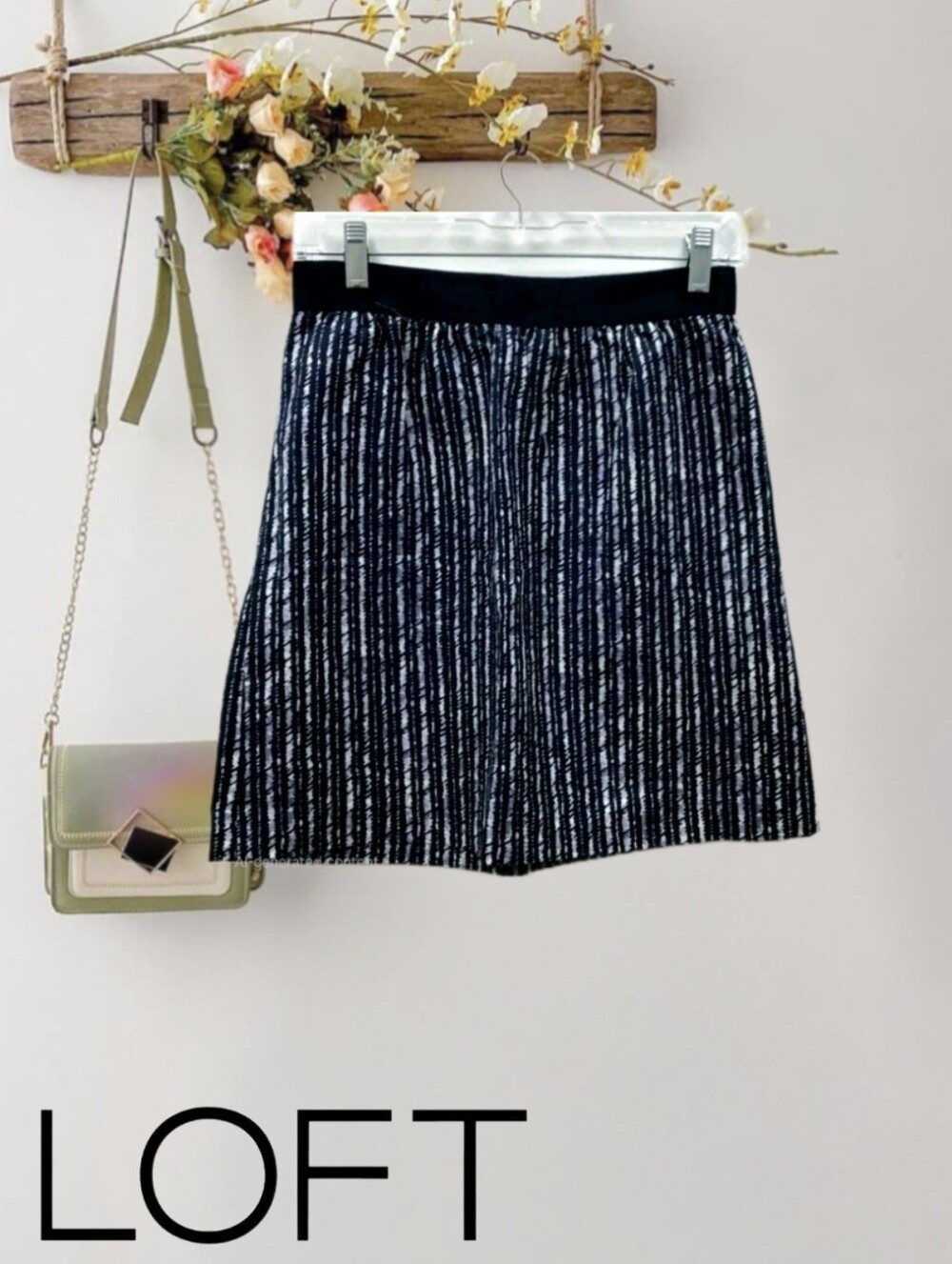 3 For $30😃 Ann Taylor Loft Linen Vertical Striped A-Line Mini Skirt